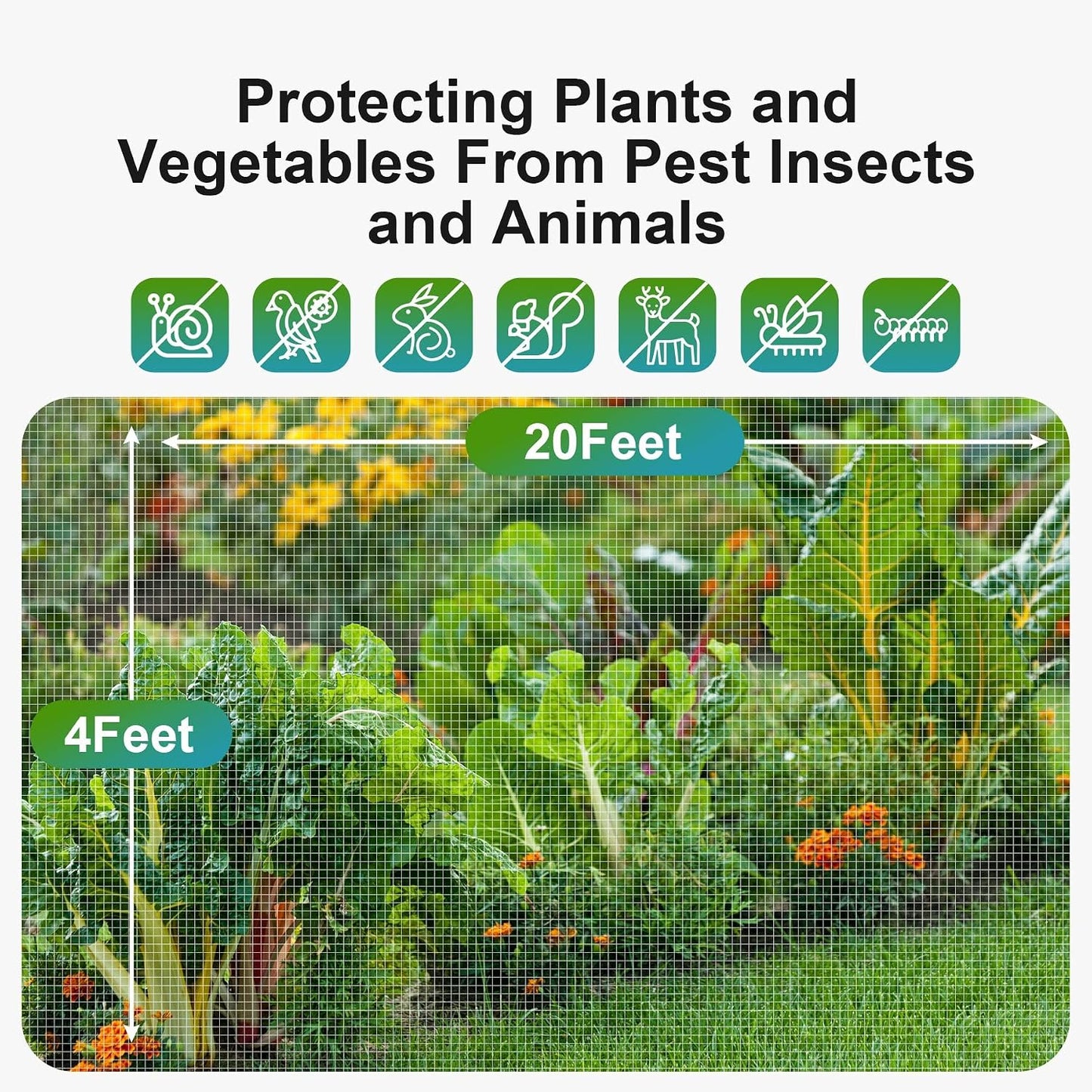 Garden Netting Bird Net 4x20Ft for Bug Protection