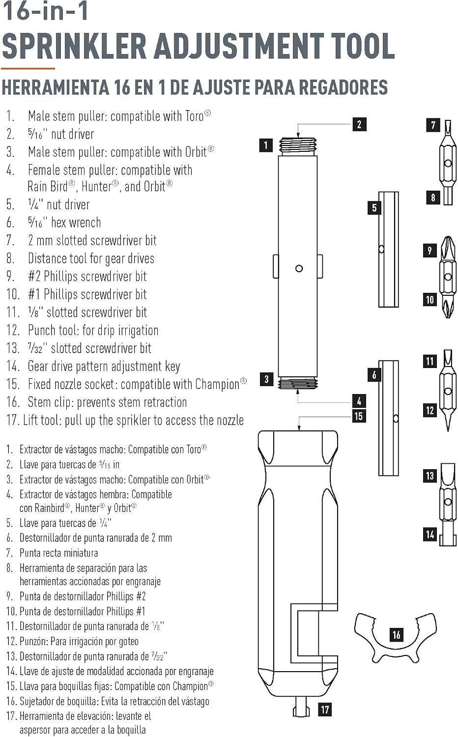 26099D 16-in-1 Sprinkler Tool