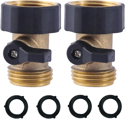 Heavy Duty Brass Shut Off Valve Garden Hose Shut Off Valve Garden Hose Connector (2PCS) +4 Extra Pressure Washers