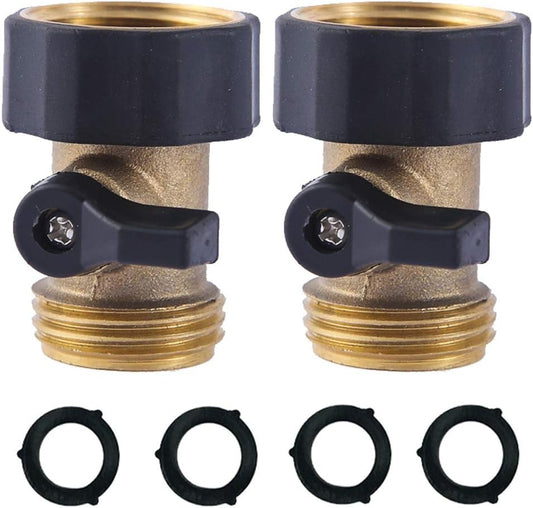 Heavy Duty Brass Shut Off Valve Garden Hose Shut Off Valve Garden Hose Connector (2PCS) +4 Extra Pressure Washers