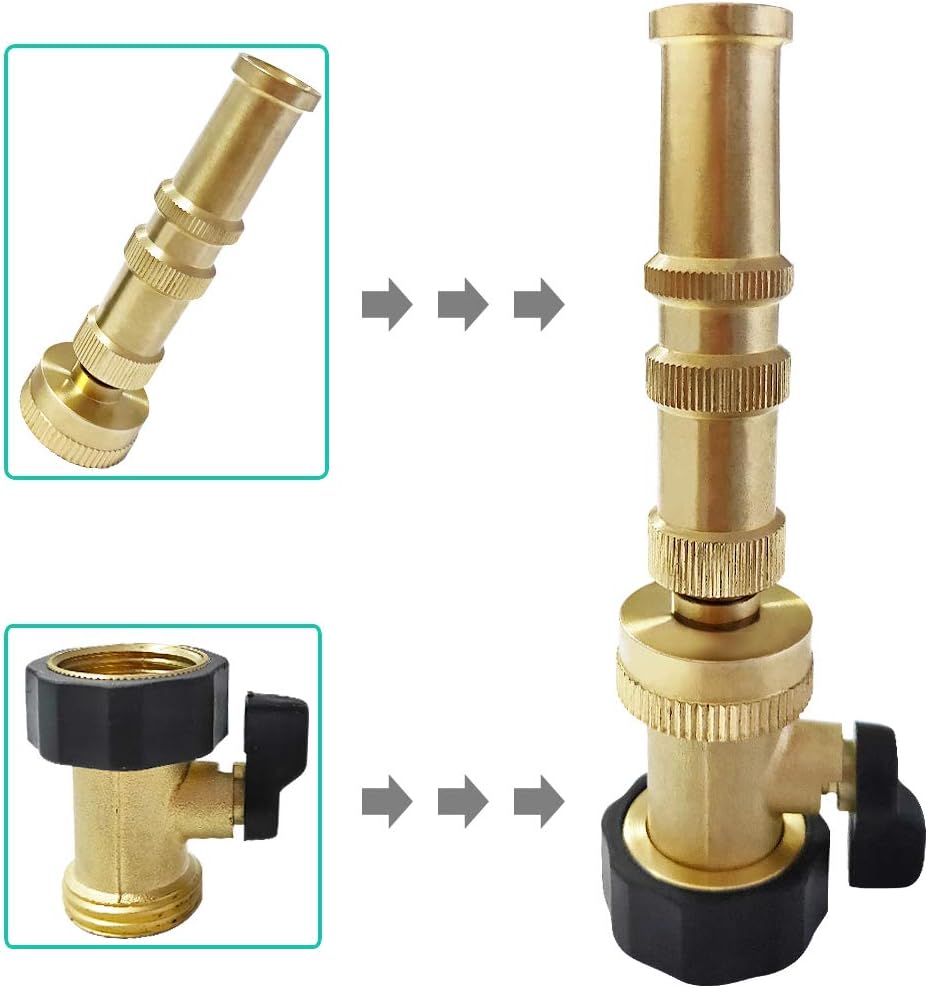Heavy Duty Brass Shut Off Valve Garden Hose Shut Off Valve Garden Hose Connector (2PCS) +4 Extra Pressure Washers