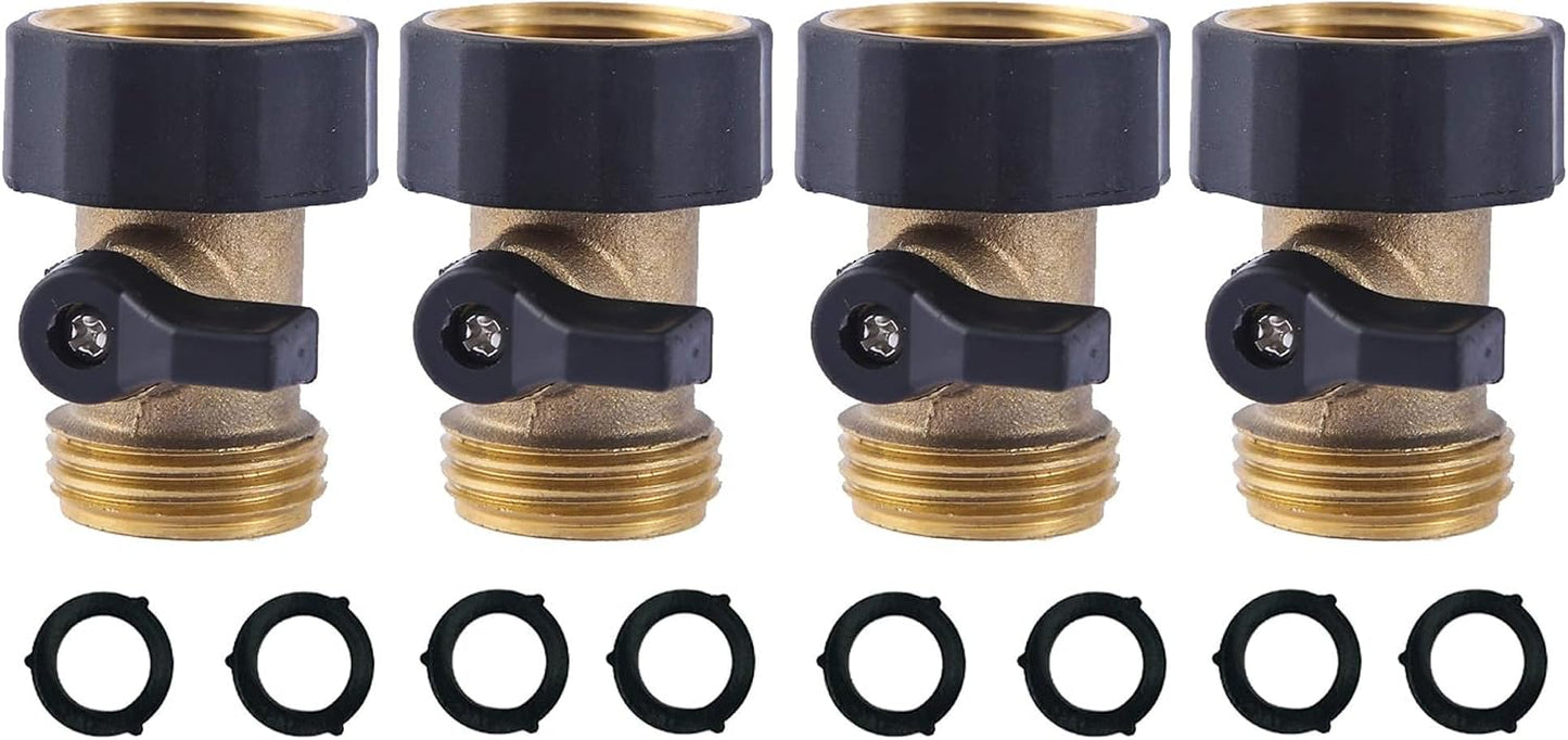 Heavy Duty Brass Shut Off Valve Garden Hose Shut Off Valve Garden Hose Connector (2PCS) +4 Extra Pressure Washers