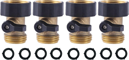 Heavy Duty Brass Shut Off Valve Garden Hose Shut Off Valve Garden Hose Connector (2PCS) +4 Extra Pressure Washers