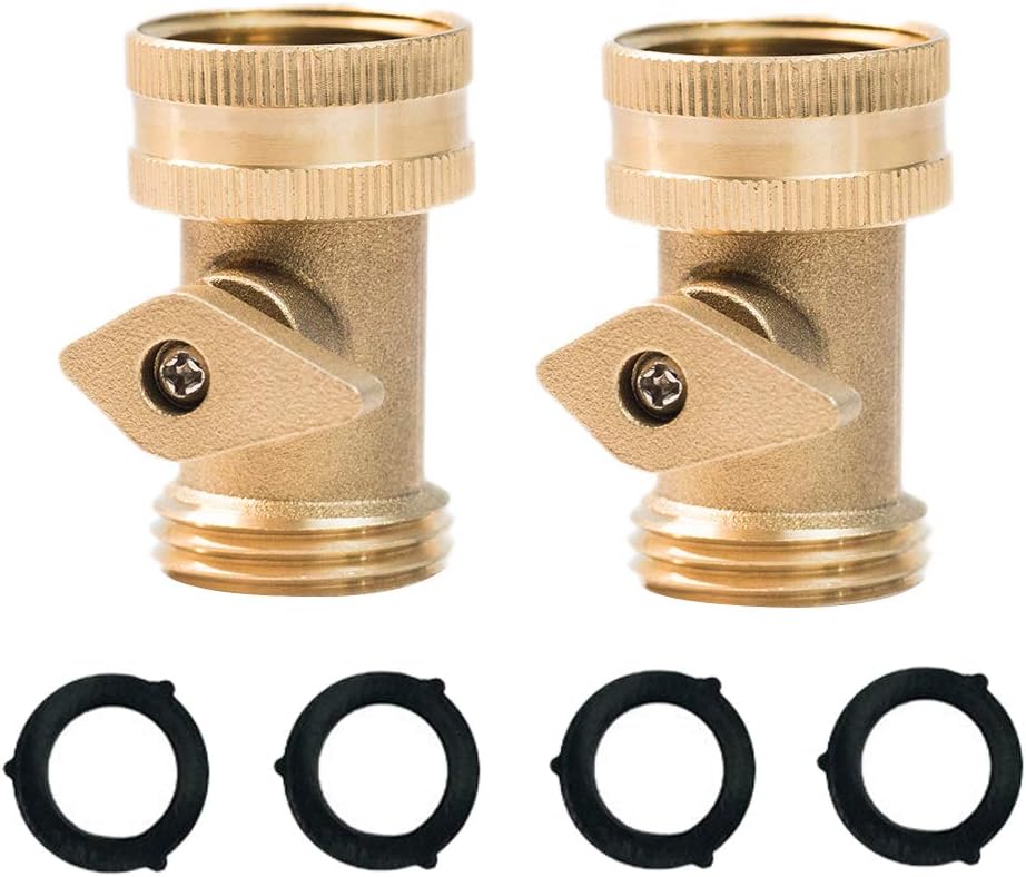 Heavy Duty Brass Shut Off Valve Garden Hose Shut Off Valve Garden Hose Connector (2PCS) +4 Extra Pressure Washers