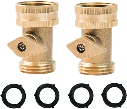Heavy Duty Brass Shut Off Valve Garden Hose Shut Off Valve Garden Hose Connector (2PCS) +4 Extra Pressure Washers