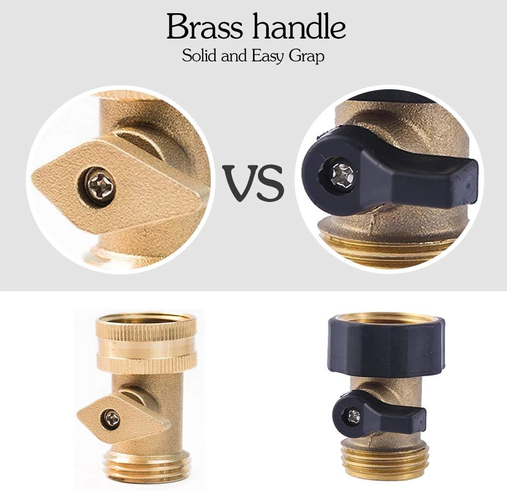 Heavy Duty Brass Shut Off Valve Garden Hose Shut Off Valve Garden Hose Connector (2PCS) +4 Extra Pressure Washers