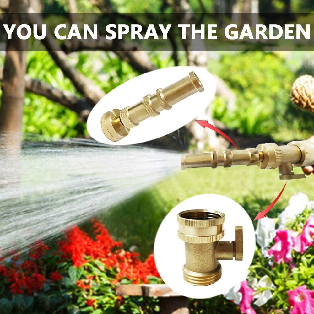 Heavy Duty Brass Shut Off Valve Garden Hose Shut Off Valve Garden Hose Connector (2PCS) +4 Extra Pressure Washers