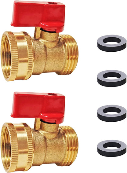 Heavy Duty Brass Shut Off Valve Garden Hose Shut Off Valve Garden Hose Connector (2PCS) +4 Extra Pressure Washers