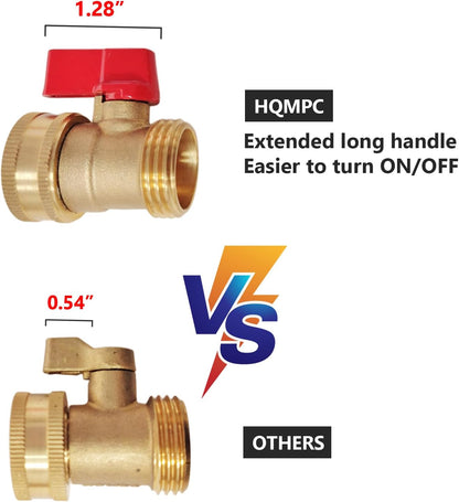 Heavy Duty Brass Shut Off Valve Garden Hose Shut Off Valve Garden Hose Connector (2PCS) +4 Extra Pressure Washers