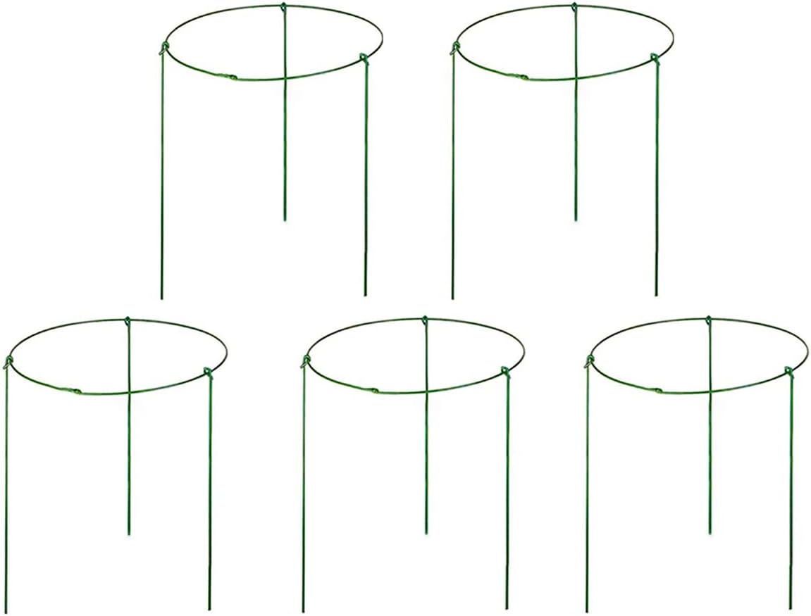 5 Pack Garden Plant Support Rings for Potted Plant, 6" Wide x 11" High, 3 Legs