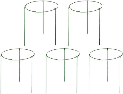5 Pack Garden Plant Support Rings for Potted Plant, 6" Wide x 11" High, 3 Legs