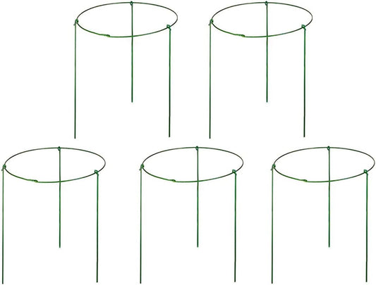 5 Pack Garden Plant Support Rings for Potted Plant, 6" Wide x 11" High, 3 Legs