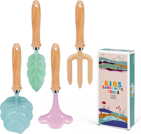 Toddler Gardening Tools Set for Kids 2-5 Years, 4pcs Outdoor Sand & Beach Toys with Shovel Rake, Children’s Garden Kit, Educational Toys & Birthday Gifts for Boys Girls
