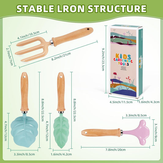 Toddler Gardening Tools Set for Kids 2-5 Years, 4pcs Outdoor Sand & Beach Toys with Shovel Rake, Children’s Garden Kit, Educational Toys & Birthday Gifts for Boys Girls