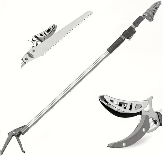 3.3-5.2FT Extendable Tree Pruner & Fruit Picker with Cut & Hold, Gray