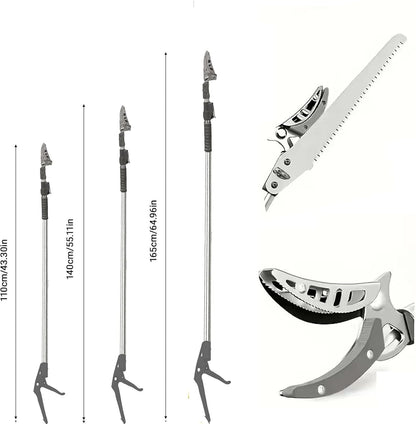 3.3-5.2FT Extendable Tree Pruner & Fruit Picker with Cut & Hold, Gray