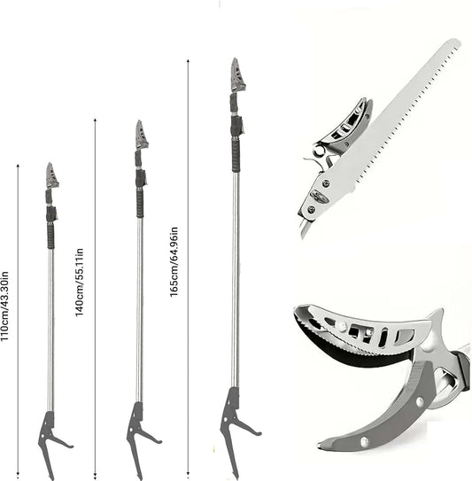 3.3-5.2FT Extendable Tree Pruner & Fruit Picker with Cut & Hold, Gray