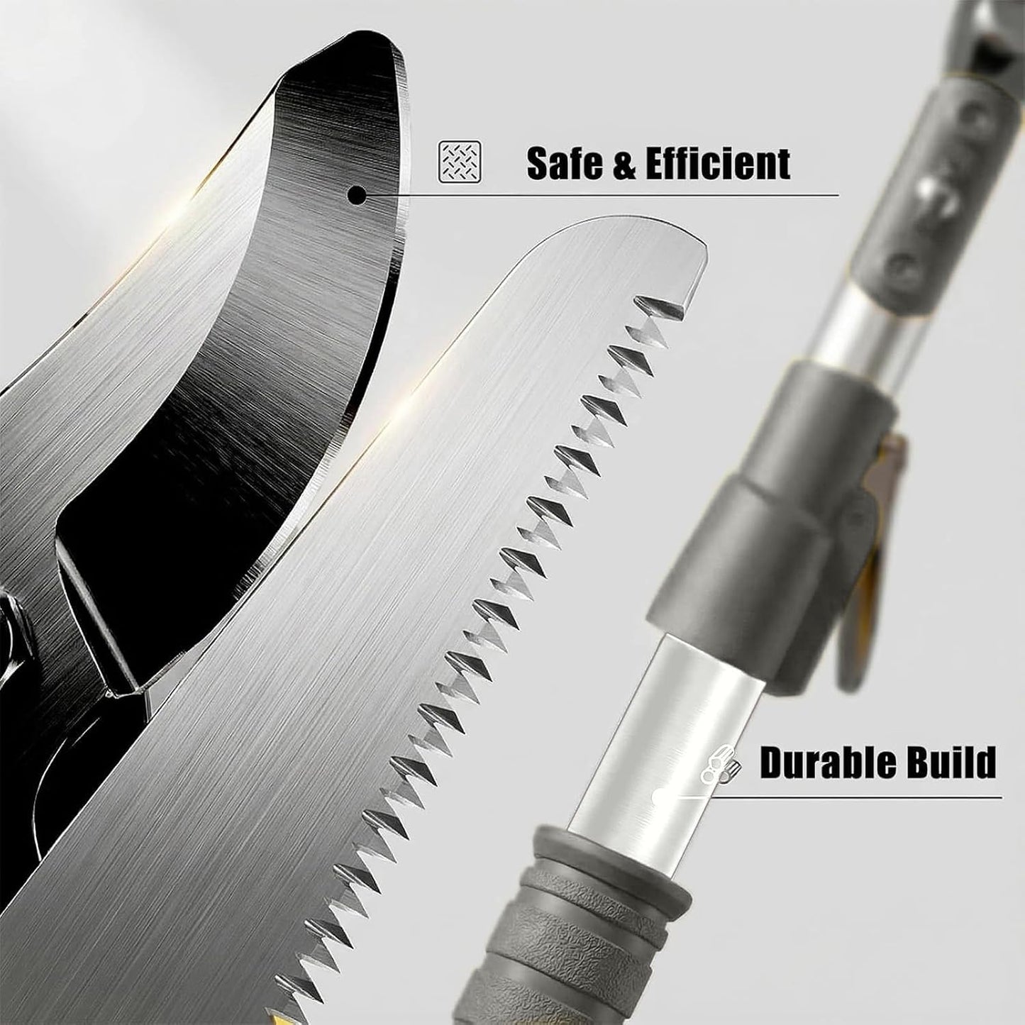 3.3-5.2FT Extendable Tree Pruner & Fruit Picker with Cut & Hold, Gray