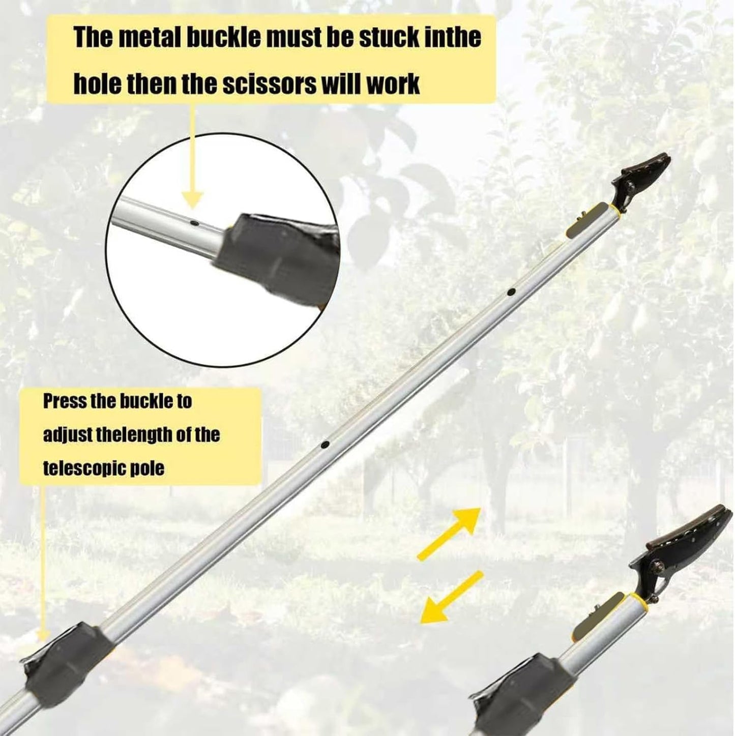 3.3-5.2FT Extendable Tree Pruner & Fruit Picker with Cut & Hold, Gray