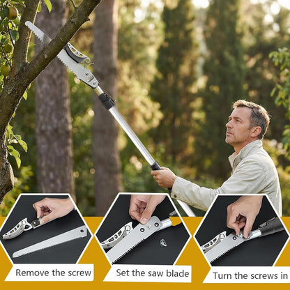 3.3-5.2FT Extendable Tree Pruner & Fruit Picker with Cut & Hold, Gray