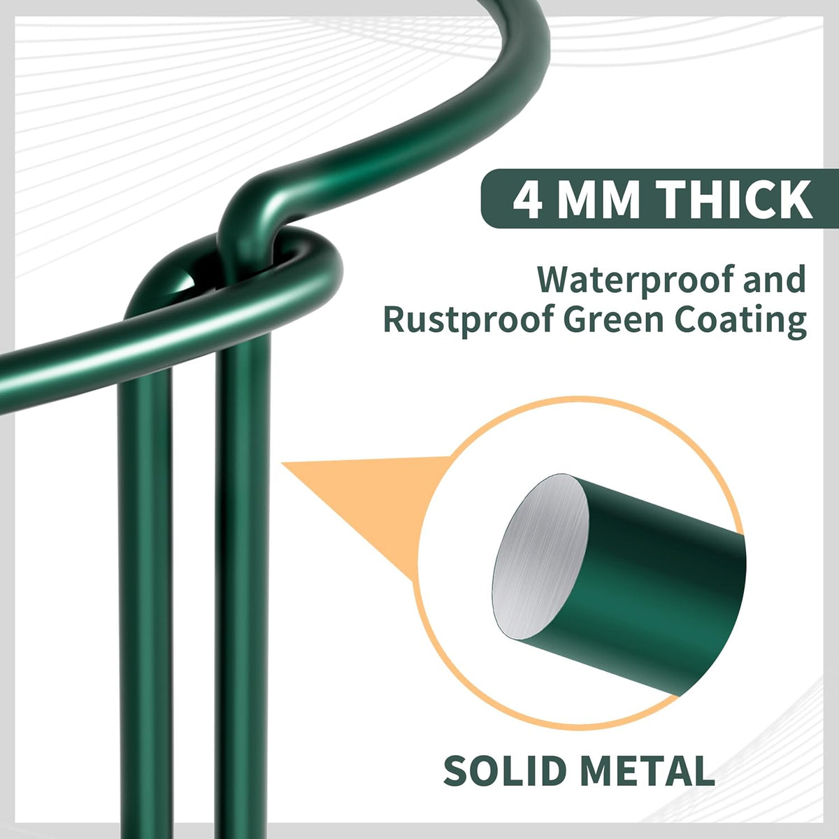 10 Pack Garden Supports for Plants Metal 10" Wide x 24" High Interlock Half Round Garden Plant Support Ring Border Support Plant Support Ring Cage for Rose Flowers Vine Tomato