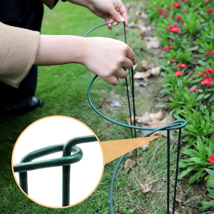 10 Pack Garden Supports for Plants Metal 10" Wide x 24" High Interlock Half Round Garden Plant Support Ring Border Support Plant Support Ring Cage for Rose Flowers Vine Tomato