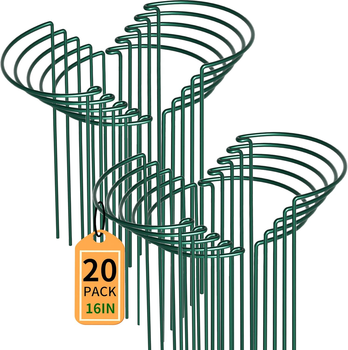 10 Pack Garden Supports for Plants Metal 10" Wide x 24" High Interlock Half Round Garden Plant Support Ring Border Support Plant Support Ring Cage for Rose Flowers Vine Tomato