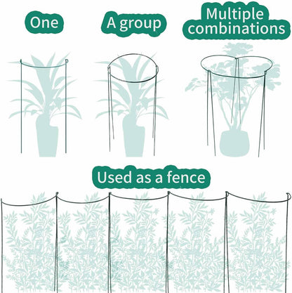 10 Pack Garden Supports for Plants Metal 10" Wide x 24" High Interlock Half Round Garden Plant Support Ring Border Support Plant Support Ring Cage for Rose Flowers Vine Tomato