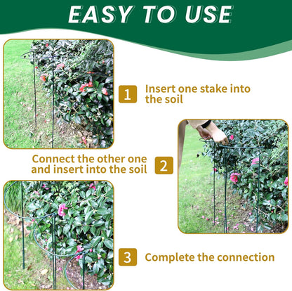10 Pack Garden Supports for Plants Metal 10" Wide x 24" High Interlock Half Round Garden Plant Support Ring Border Support Plant Support Ring Cage for Rose Flowers Vine Tomato