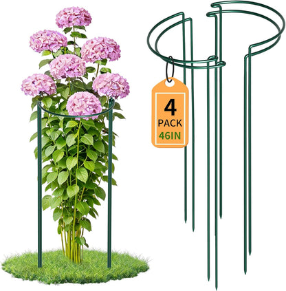 10 Pack Garden Supports for Plants Metal 10" Wide x 24" High Interlock Half Round Garden Plant Support Ring Border Support Plant Support Ring Cage for Rose Flowers Vine Tomato