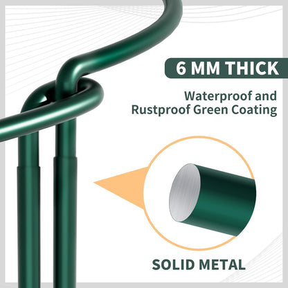 10 Pack Garden Supports for Plants Metal 10" Wide x 24" High Interlock Half Round Garden Plant Support Ring Border Support Plant Support Ring Cage for Rose Flowers Vine Tomato