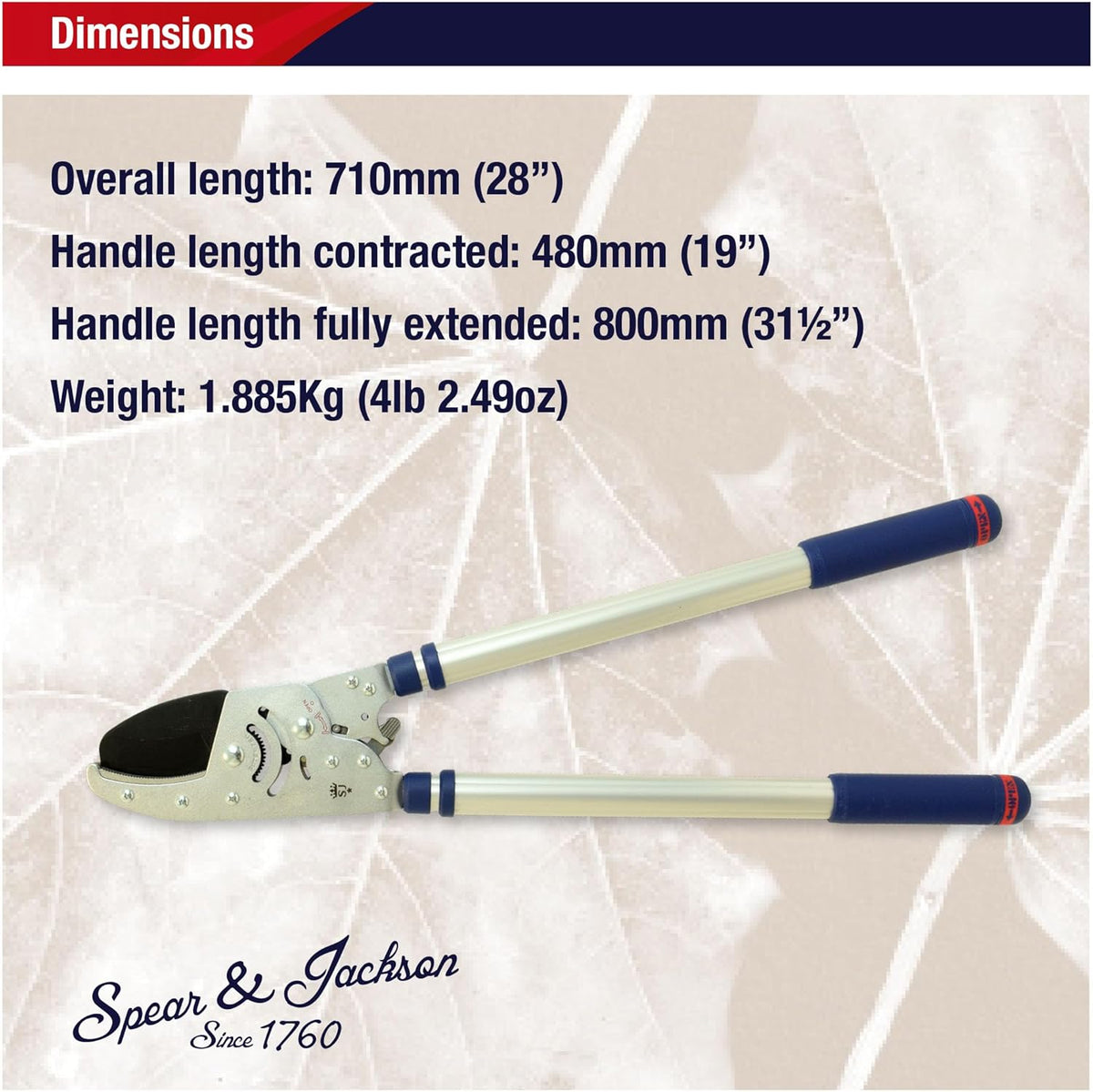 8290RS Razorsharp Heavy Duty Telescopic Ratchet Anvil Loppers, Extendable 40 1/2" Handles, Ideal for Cutting Thick Hard To Reach Branches, Powerful Ratcheting Mechanism