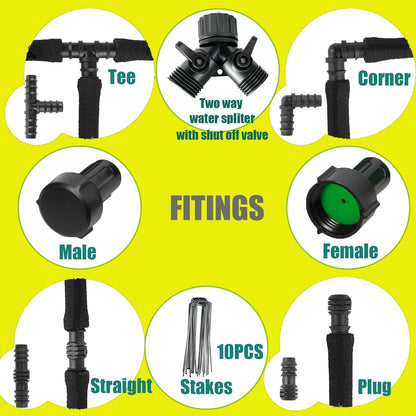 Soaker Hose 50 ft 2 Pack Upgraded Accessories 1/2" Garden Drip Hoses