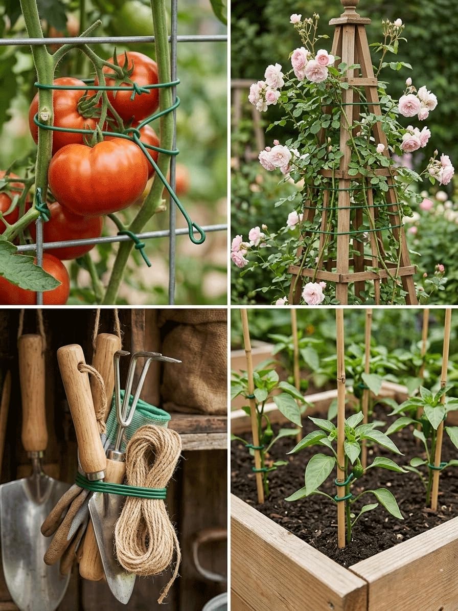 50FT Garden Wire Heavy Duty Green Coated Plant Twist Tie Garden Training Wire