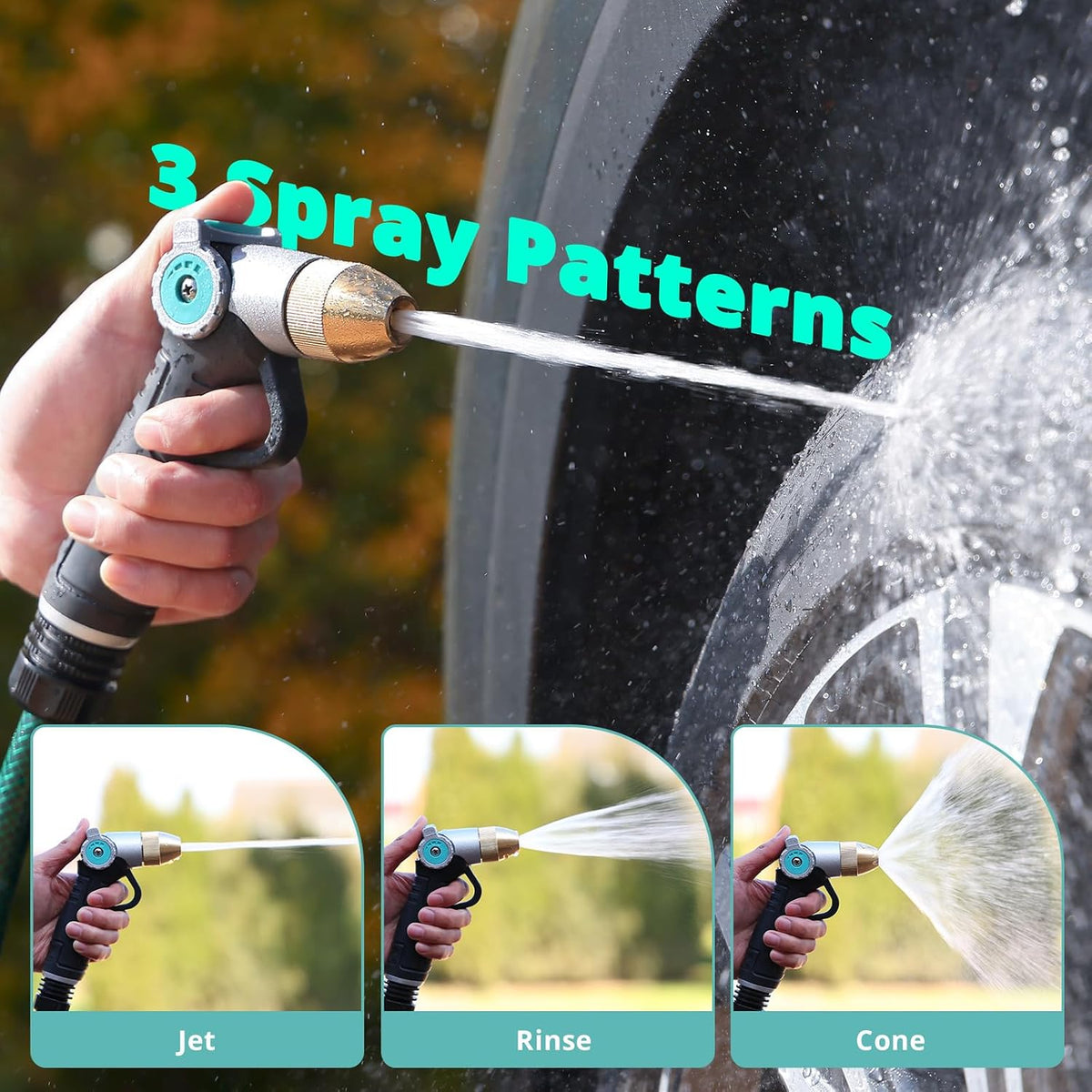 Garden Hose Nozzle Sprayer, Heavy Duty Metal Water Garden Nozzle