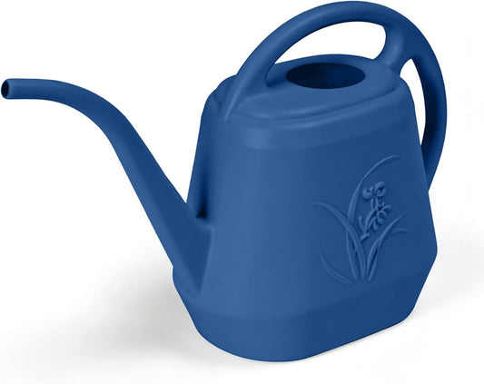 Plastic Watering Can - for Indoor and Outdoor Home Garden Plants - with Long Spout - Blue - 1/2 Gallon