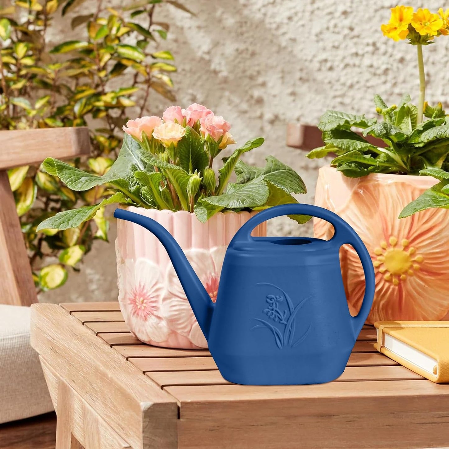 Plastic Watering Can - for Indoor and Outdoor Home Garden Plants - with Long Spout - Blue - 1/2 Gallon