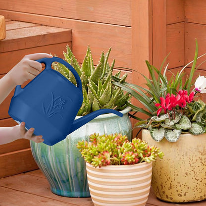 Plastic Watering Can - for Indoor and Outdoor Home Garden Plants - with Long Spout - Blue - 1/2 Gallon