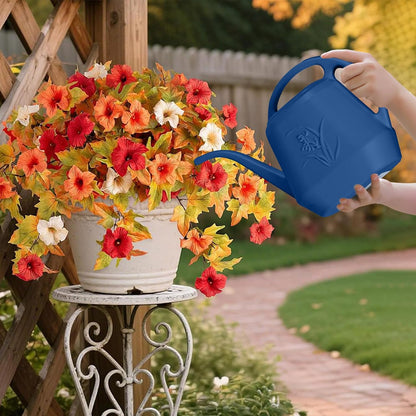 Plastic Watering Can - for Indoor and Outdoor Home Garden Plants - with Long Spout - Blue - 1/2 Gallon