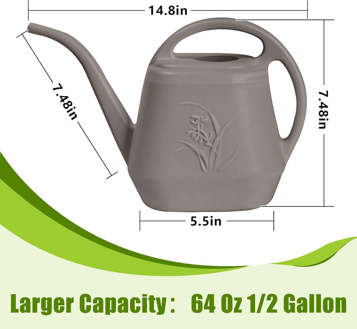 Plastic Watering Can - for Indoor and Outdoor Home Garden Plants - with Long Spout - Blue - 1/2 Gallon