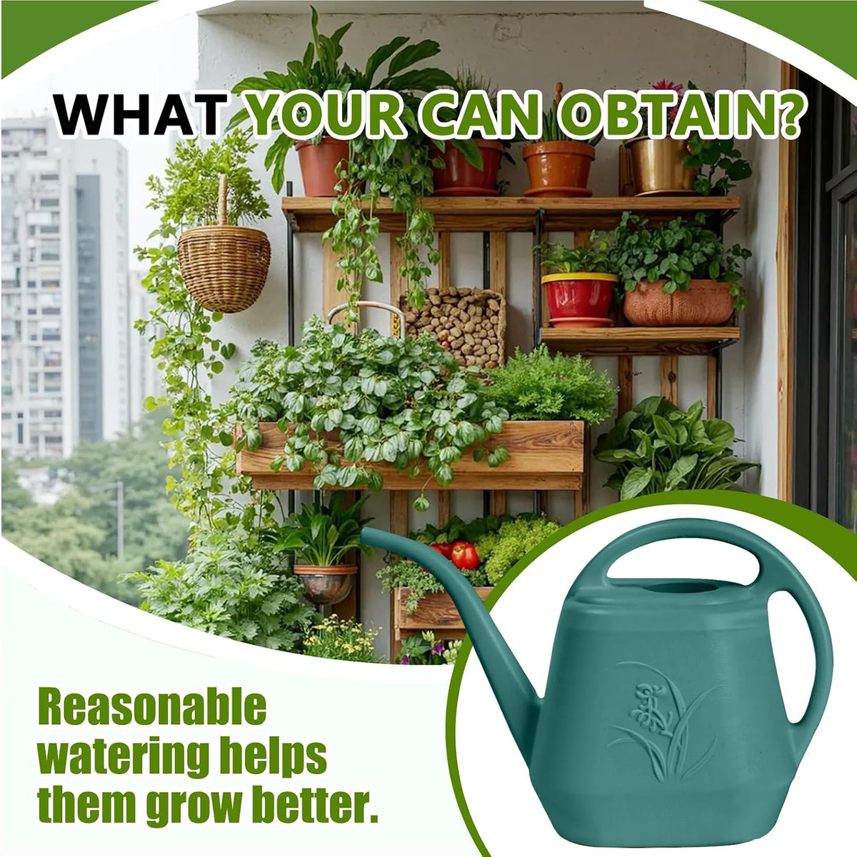 Plastic Watering Can - for Indoor and Outdoor Home Garden Plants - with Long Spout - Blue - 1/2 Gallon