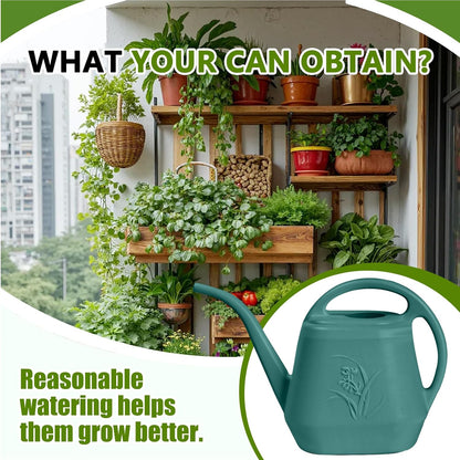 Plastic Watering Can - for Indoor and Outdoor Home Garden Plants - with Long Spout - Blue - 1/2 Gallon