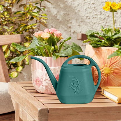Plastic Watering Can - for Indoor and Outdoor Home Garden Plants - with Long Spout - Blue - 1/2 Gallon