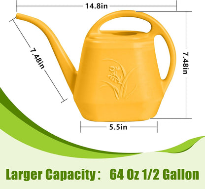 Plastic Watering Can - for Indoor and Outdoor Home Garden Plants - with Long Spout - Blue - 1/2 Gallon