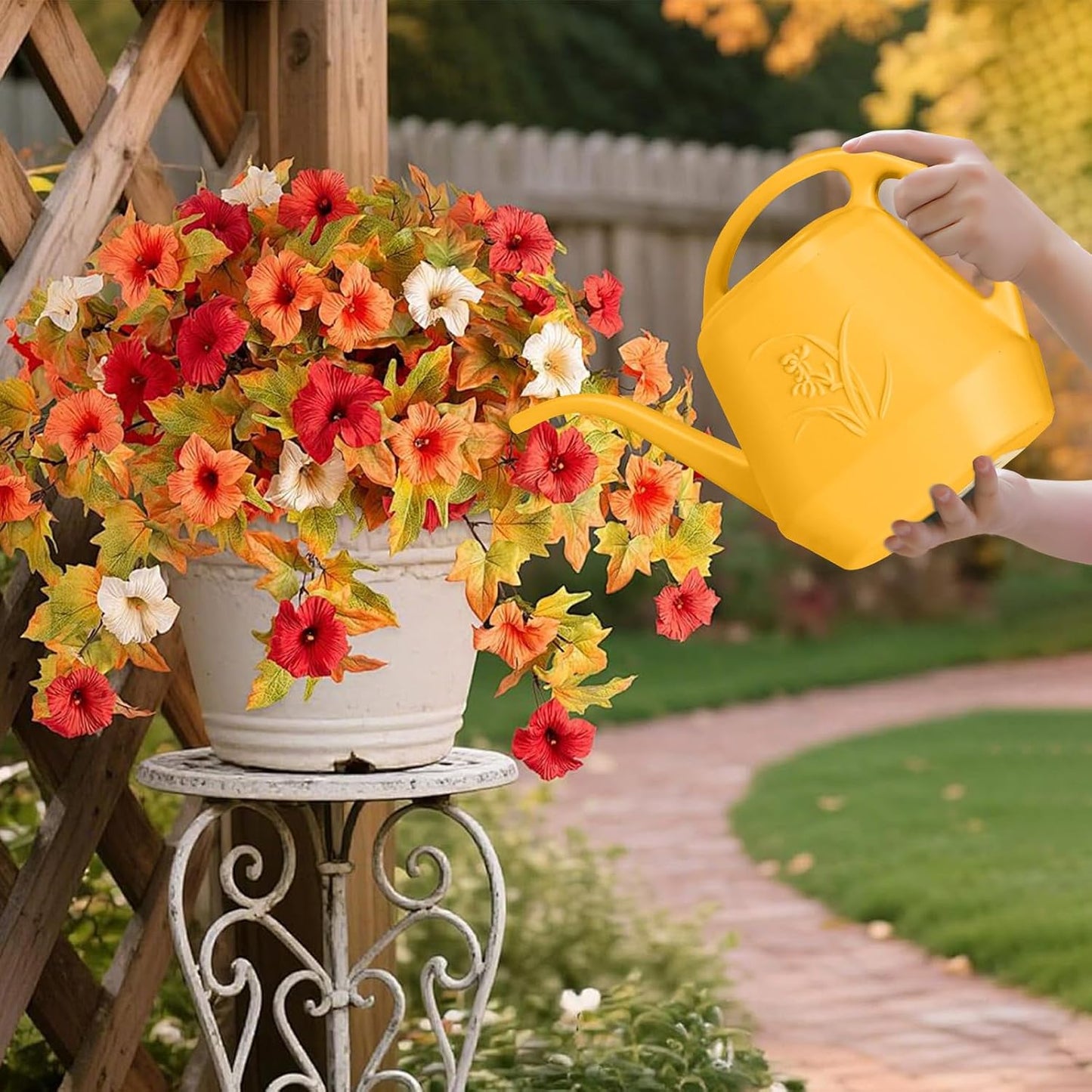 Plastic Watering Can - for Indoor and Outdoor Home Garden Plants - with Long Spout - Blue - 1/2 Gallon