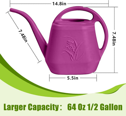 Plastic Watering Can - for Indoor and Outdoor Home Garden Plants - with Long Spout - Blue - 1/2 Gallon