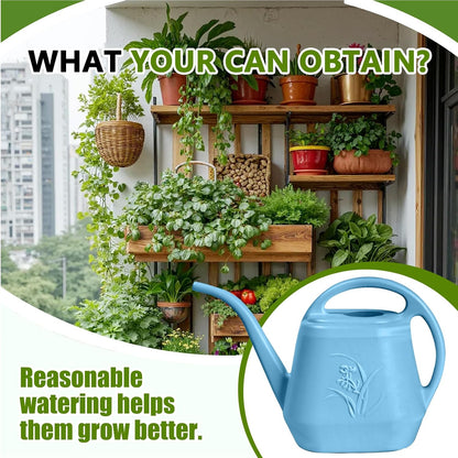 Plastic Watering Can - for Indoor and Outdoor Home Garden Plants - with Long Spout - Blue - 1/2 Gallon