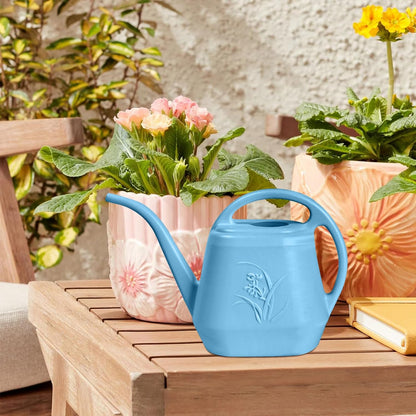 Plastic Watering Can - for Indoor and Outdoor Home Garden Plants - with Long Spout - Blue - 1/2 Gallon