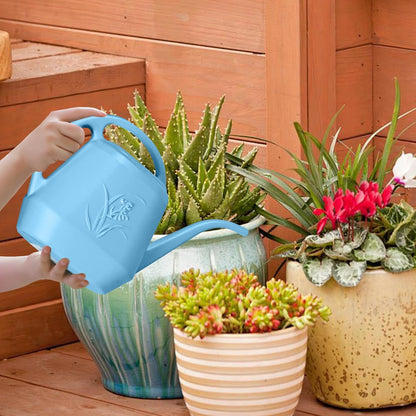 Plastic Watering Can - for Indoor and Outdoor Home Garden Plants - with Long Spout - Blue - 1/2 Gallon
