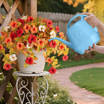 Plastic Watering Can - for Indoor and Outdoor Home Garden Plants - with Long Spout - Blue - 1/2 Gallon